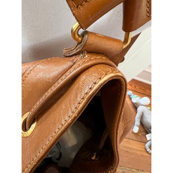 Vintage Authenticated Gucci Leather Bucket Style Backpack Carmel Brown - Picture 10 of 16